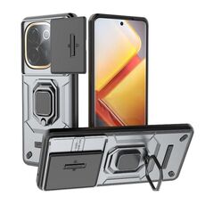 Per vivo iQOO Z9s Pro 5G Global Sliding Camshield TPU + PC Custodia antiurto per telefono con supporto (grigio)