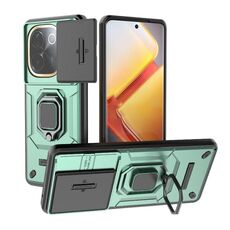 Per vivo iQOO Z9s Pro 5G Global Sliding Camshield TPU + PC Custodia antiurto per telefono con supporto (verde)