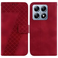 Per Xiaomi 14T Custodia per telefono in pelle goffrata a sette forme (rosso)