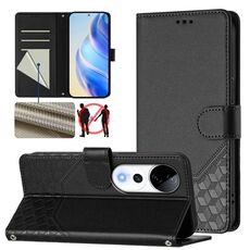 Per vivo S19 Pro Custodia per telefono in pelle con stampa a nido d'ape RFID (nero)