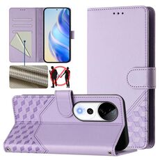 Per vivo S19 Pro Custodia per telefono in pelle con stampa a nido d'ape RFID (viola chiaro)