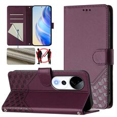 Per vivo S19 Pro Custodia per telefono in pelle con stampa a nido d'ape RFID (viola)