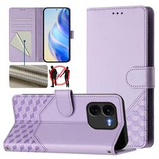 Per vivo iQOO Z9x Custodia per telefono in pelle con stampa a nido d'ape RFID (viola chiaro)