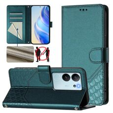 Per vivo V29e 5G / Y200 5G Custodia per telefono in pelle con stampa a nido d'ape globale RFID (verde pavone)