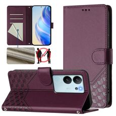 Per vivo V29e 5G / Y200 5G Custodia per telefono in pelle con stampa a nido d'ape globale RFID (viola)