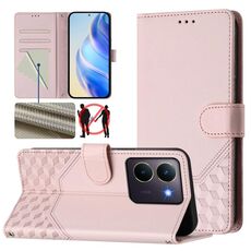Per vivo Y36 5G / 4G / Y27s 4G Custodia per telefono in pelle con stampa a nido d'ape globale RFID (rosa)