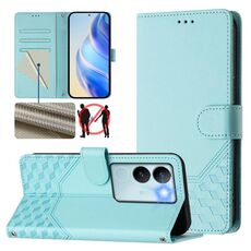 Per vivo V29 5G / V29 Pro Custodia per telefono in pelle con stampa a nido d'ape globale RFID (verde menta)