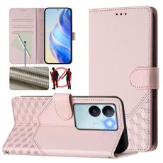 Per vivo V29 5G / V29 Pro Custodia per telefono in pelle con stampa a nido d'ape globale RFID (rosa)