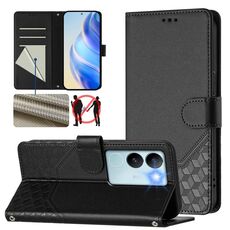 Per vivo V29 5G / V29 Pro Custodia per telefono in pelle con stampa a nido d'ape globale RFID (nero)