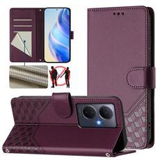Per vivo Y78+ 5G / Y78 5G Custodia per telefono in pelle con stampa a nido d'ape globale RFID (viola)