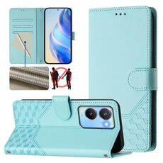 Per vivo Y56 5G / Y16 4G / Y02s 4G Custodia per telefono in pelle con stampa a nido d'ape globale RFID (verde menta)