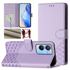 Per vivo Y56 5G / Y16 4G / Y02s 4G Custodia per telefono in pelle con stampa a nido d'ape globale RFID (viola chiaro)