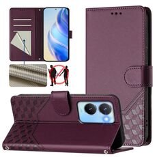 Per vivo Y56 5G / Y16 4G / Y02s 4G Custodia per telefono in pelle con stampa a nido d'ape globale RFID (viola)