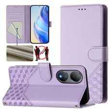 Per vivo Y100 5G Custodia per telefono in pelle con stampa a nido d'ape globale RFID (viola chiaro)