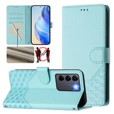 Per vivo V27e 4G / T2 4G Custodia per telefono in pelle con stampa a nido d'ape globale RFID (verde menta)