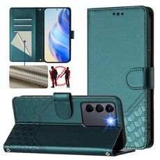Per vivo V27e 4G / T2 4G Custodia per telefono in pelle con stampa a nido d'ape globale RFID (verde pavone)