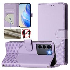 Per vivo V27e 4G / T2 4G Custodia per telefono in pelle con stampa a nido d'ape globale RFID (viola chiaro)
