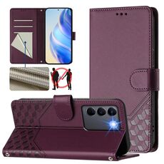 Per vivo V27e 4G / T2 4G Custodia per telefono in pelle con stampa a nido d'ape globale RFID (viola)