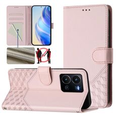 Per vivo Y35 4G / Y22s 4G / Y22 4G Custodia per telefono in pelle con stampa a nido d'ape globale RFID (rosa)