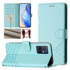 Per vivo Y55s 2023 / Y75 5G Custodia per telefono in pelle con stampa a nido d'ape globale RFID (verde menta)