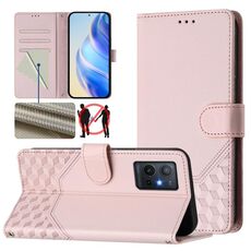 Per vivo Y55s 2023 / Y75 5G Custodia per telefono in pelle con stampa a nido d'ape globale RFID (rosa)