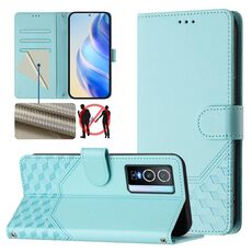 Per vivo Y76 5G Custodia per telefono in pelle con stampa a nido d'ape RFID (verde menta)