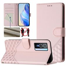 Per vivo Y76 5G Custodia per telefono in pelle con stampa a nido d'ape RFID (rosa)