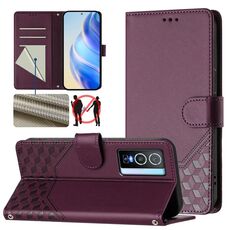 Per vivo Y76 5G Custodia per telefono in pelle con stampa a nido d'ape RFID (viola)