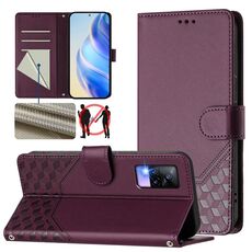 Per vivo V20 / Y73 2021 Custodia per telefono in pelle con stampa a nido d'ape RFID (viola)