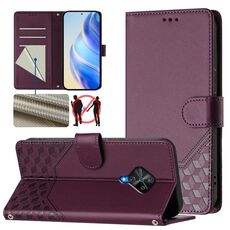 Per vivo Y31 4G 2021 India / Y53s 4G Custodia per telefono in pelle con stampa a nido d'ape RFID (viola)