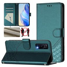 Per vivo Y72 5G / iQOO Z3 Custodia in pelle con stampa a nido d'ape RFID (verde pavone)