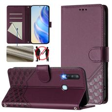 Per vivo Y17 / Y15 / Y12 / Y11 Custodia per telefono in pelle con stampa a nido d'ape RFID (viola)