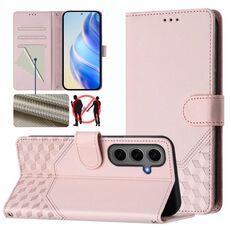 Per Samsung Galaxy S24+ 5G Custodia per telefono in pelle con stampa a nido d'ape RFID (rosa)