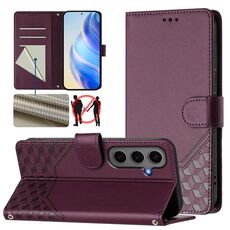 Per Samsung Galaxy S24+ 5G Custodia per telefono in pelle con stampa a nido d'ape RFID (viola)