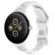 Per Google Pixel Watch 3 41mm Cinturino in silicone con texture incisa al laser (bianco)