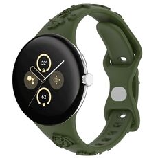 Per Google Pixel Watch 3 41mm Cinturino in silicone con texture incisa al laser (verde oliva)