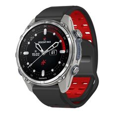 Cinturino per orologio in silicone con fibbia a sgancio rapido e rivetti bicolore da 26 mm (nero rosso)