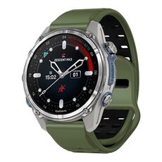 Cinturino per orologio in silicone con fibbia a sgancio rapido e rivetti bicolore da 26 mm (verde militare nero)