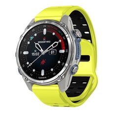 Cinturino per orologio in silicone con fibbia a sgancio rapido e rivetti bicolore da 26 mm (nero lime)