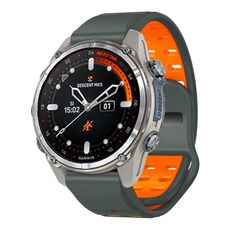Cinturino per orologio in silicone con fibbia a sgancio rapido e rivetti bicolore da 26 mm (grigio carbonio arancione)