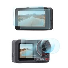 Per DJI Osmo Action 5 Pro Sunnylife 3 in 1 Pellicola protettiva per obiettivo anteriore e posteriore in vetro temperato, quantità: 2 + 2 + 2 set