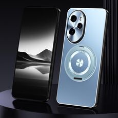 Per Honor 100 Pro Custodia per telefono in metallo satinato con supporto rotante (blu)