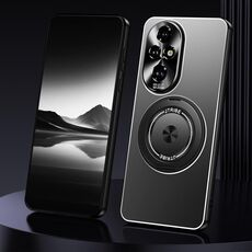 Per Honor 200 Supporto Rotante Custodia per Telefono in Metallo Smerigliato (Nero)
