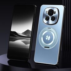 Custodia per telefono in metallo satinato con supporto rotante per Honor Magic6 (blu)