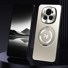 Custodia per telefono in metallo satinato con supporto rotante per Honor Magic6 (titanio)