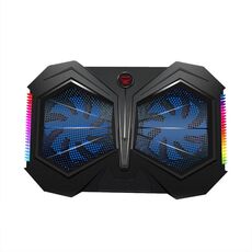 YL-017 Supporto di raffreddamento per laptop con effetto di illuminazione RGB a 2 ventole, silenzioso e regolabile (nero)
