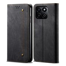 Custodia per telefono in pelle con texture denim globale per Honor Play 60 Plus (nero)