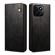 Custodia per telefono in pelle con texture Crazy Horse per Honor Play 60 Plus Global Oil Wax (nero)