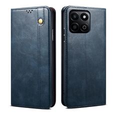 Custodia per telefono in pelle con texture Crazy Horse per Honor Play 60 Plus Global Oil Wax (blu)