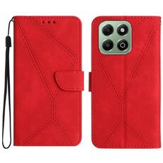 Custodia per telefono in pelle goffrata con cuciture globali intelligenti per Honor 200 (rosso)